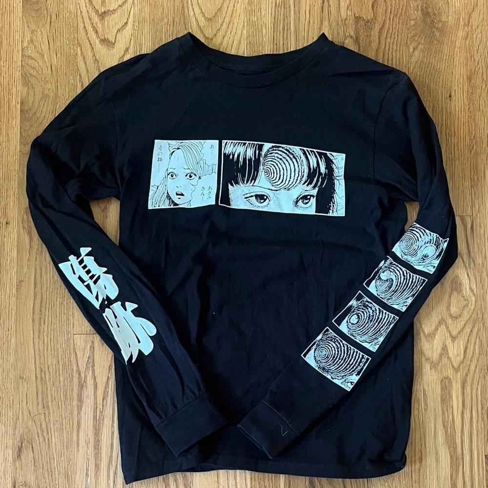 Black Graphic Long Sleeve Uzumaki Shirt - Picture 1 of 3